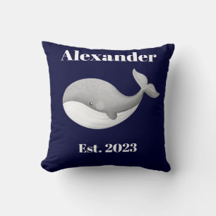 Coussin Bleu de baleine grise marine