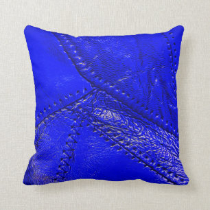 Coussin Bleu de cobalt, carreau "en cuir" de regard