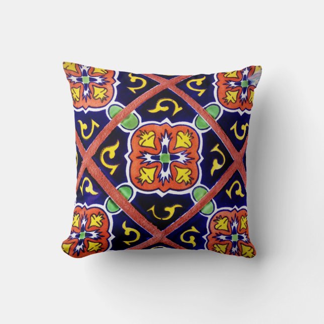 Coussin Bleu de cobalt du sud-ouest de carreau de (Recto)