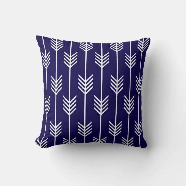 Coussin Bleu de cobalt moderne de motif de Fletching de (Recto)
