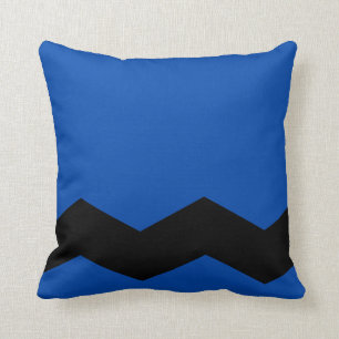 Coussin Bleu de cobalt solide et conception de zigzag