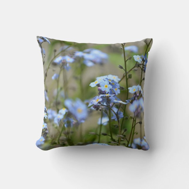 Coussin bleu de fleurs de myosotis (Recto)