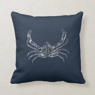 Coussin Bleu de la marine nautique poisson étoile et crab