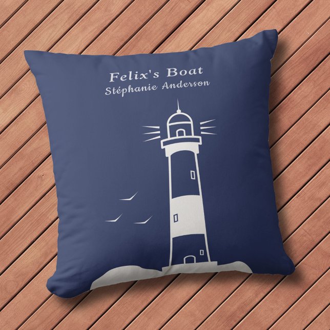 Coussin Bleu de la marine phare (Lighthouse Navy Blue Pillow)