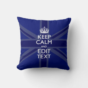 Coussin Bleu de minuit Gardez le calme Obtenez votre texte
