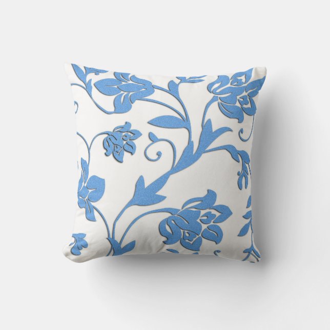 Coussin bleu de MoJo de motif de bleuet français (Recto)