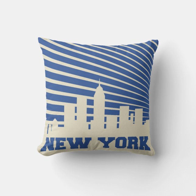 Coussin Bleu de New York City (Recto)
