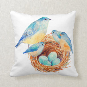 Coussin bleu de nid de poussins d'oiseau