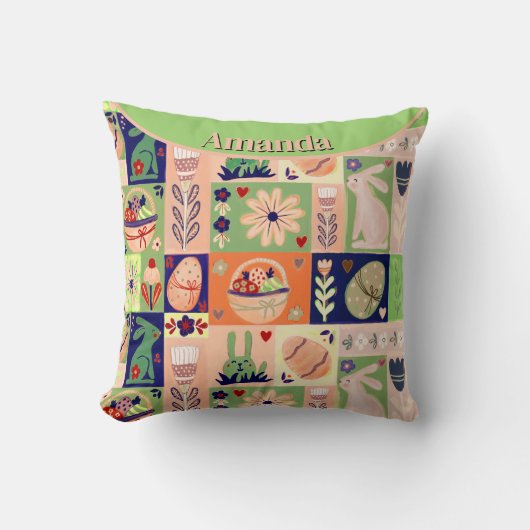 Coussin Bleu de Pâques style courbé (Recto)