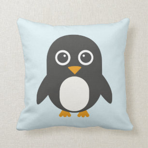 Coussin bleu de pingouin