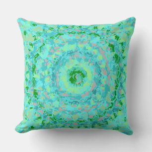 Coussin Bleu de plage et Abstrait vert
