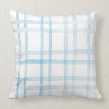 Coussin bleu de plaid d'aquarelle