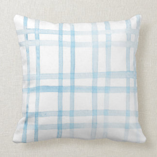 Coussin bleu de plaid d'aquarelle