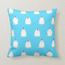 Coussin bleu de poulets
