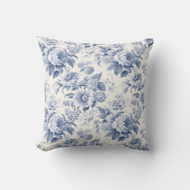 Coussin Bleu de toile à fleurs (Recto)