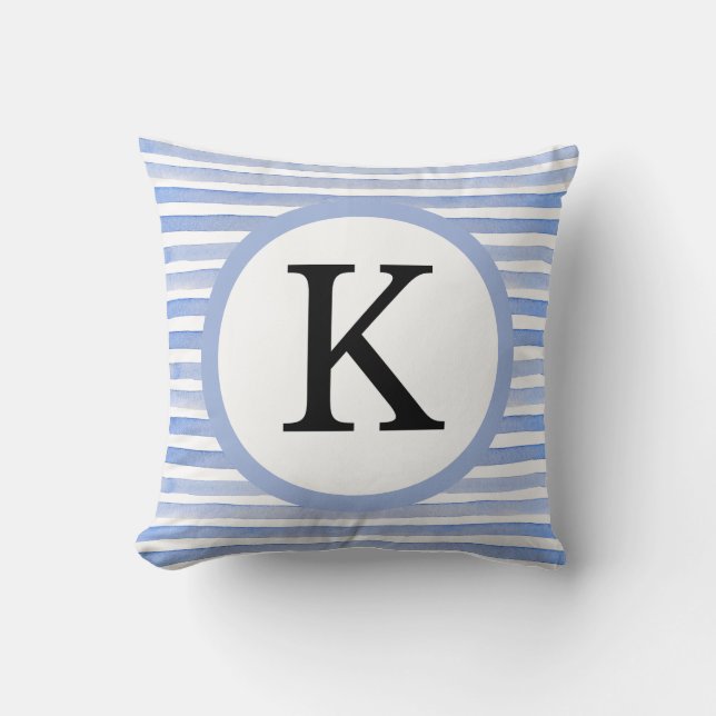 Coussin Bleu Décontracté initial personnalisé (Recto)