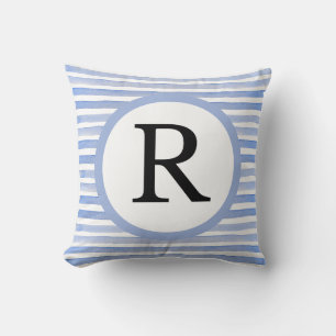 Coussin Bleu Décontracté "R" initial personnalisé