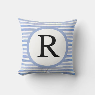 Coussin Bleu Décontracté "R" initial personnalisé