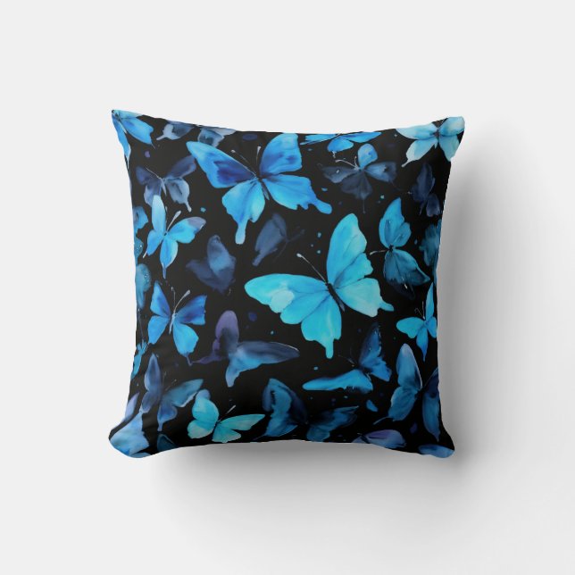 Coussin "Bleu délicat papillons : (Recto)