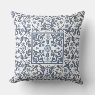 Coussin Bleu Denim Floral