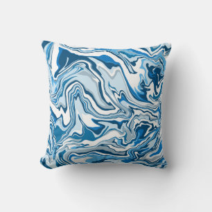 Coussin Bleu Digital Fluid Art Marbre Grandes