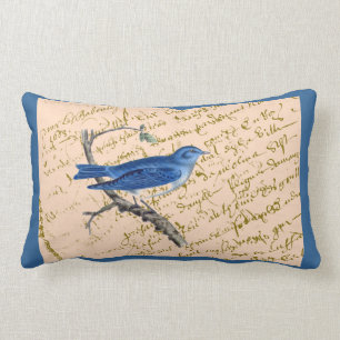 Coussin bleu d'oiseau