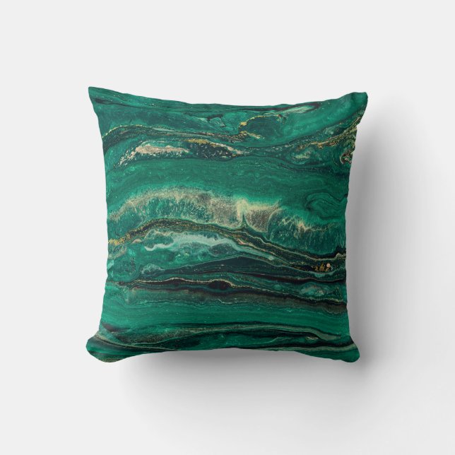Coussin Bleu doré Marbling : Art fluide (Recto)