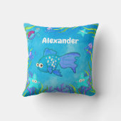 Coussin Bleu doux sous la mer Poisson et Starfish (Verso)
