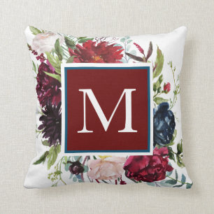 Coussin Bleu Dusteux avec Monogramme de la floraison du vi