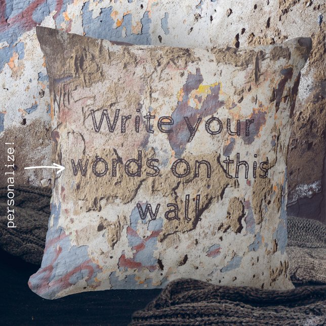 Coussin bleu et beige Abstrait (mur fissuré) (Créateur téléchargé)