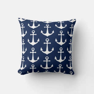 Coussin Bleu et blanc Ancre Motif Nautical Boat Pool