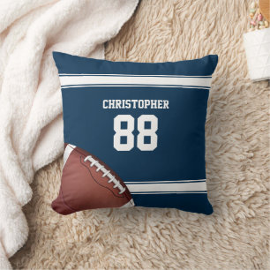 Coussin Bleu et blanc barre le football du Jersey