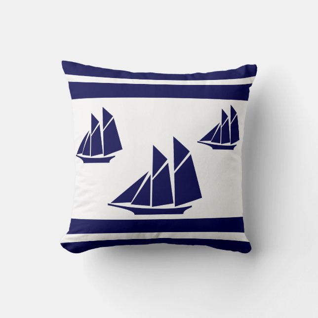 Coussin Bleu et blanc de la marine (Recto)