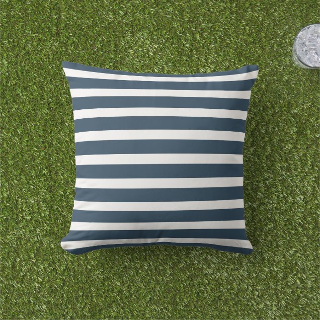 Coussin Bleu et blanc de la marine moderne (Herbe)
