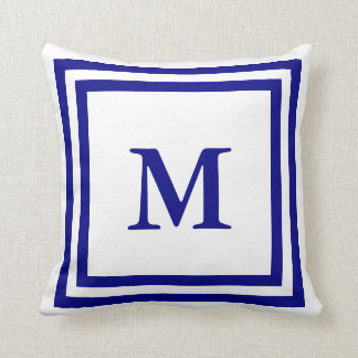 Coussin Bleu et blanc de la marine monogramme