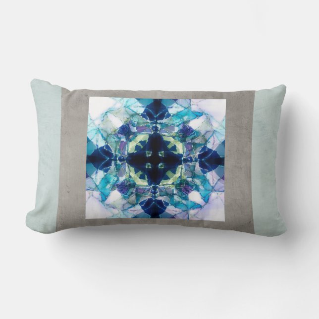 coussin bleu et blanc design d'art abstrait (Recto)