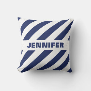 Coussin Bleu Et Blanc Gratté