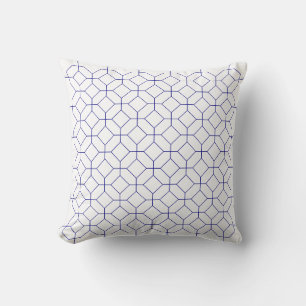 Coussin Bleu et blanc octogones et carrés, marine, Art