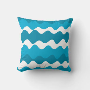 Coussin Bleu et blanc vagues horizontales motif