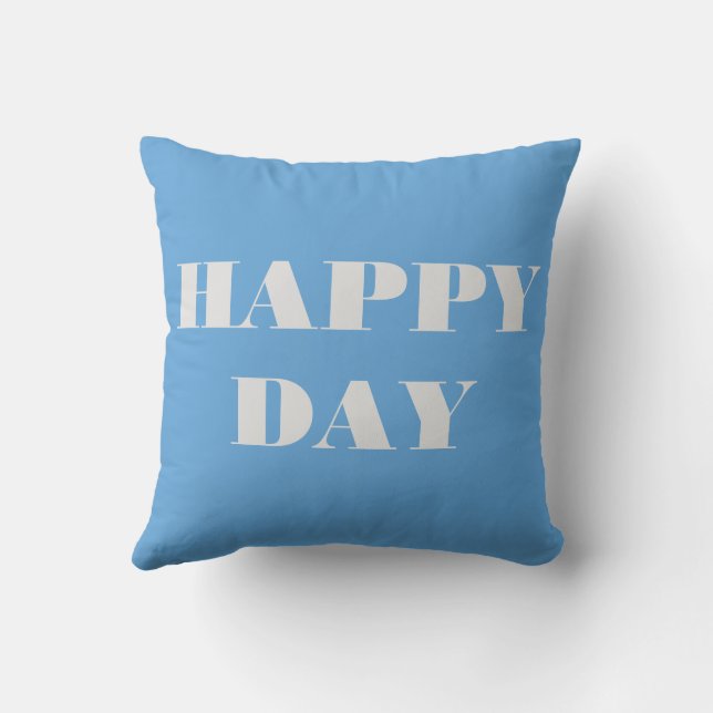 Coussin Bleu Et Bleu Clair Joyeux Jour (Verso)