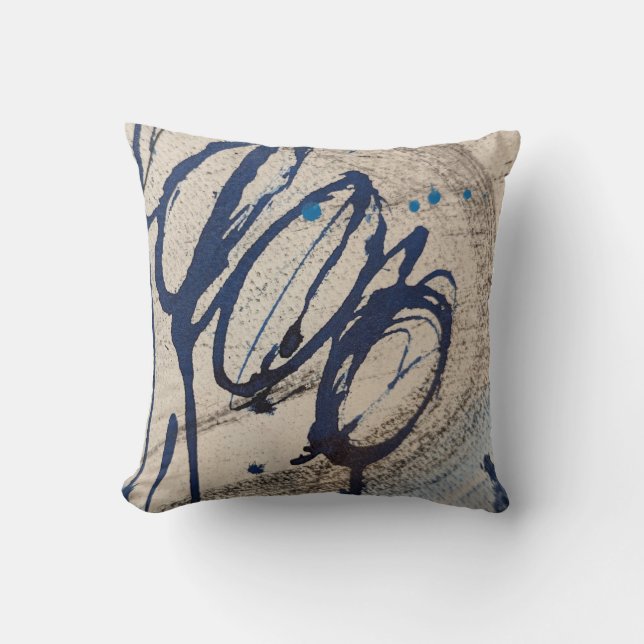 Coussin Bleu et gris abstrait  (Recto)