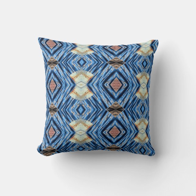 Coussin Bleu et marron abstrait (Recto)