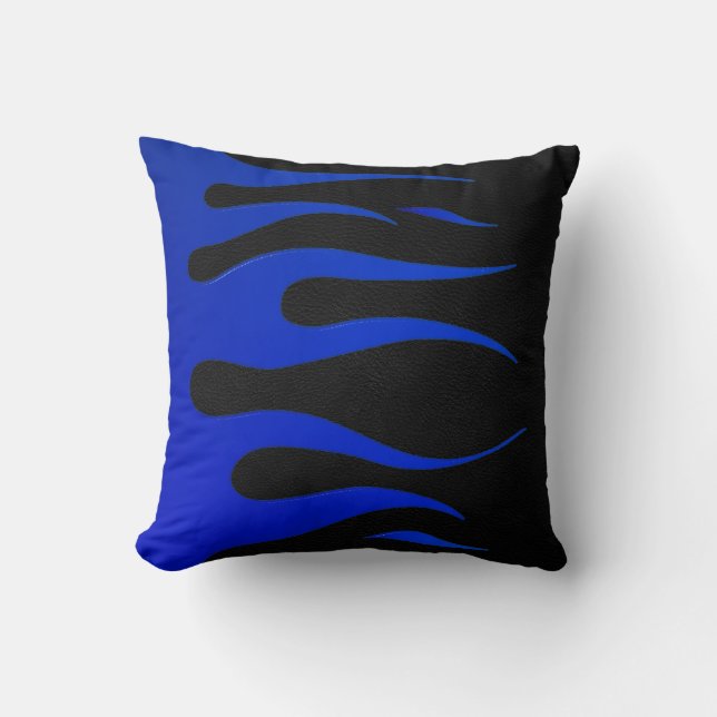 Coussin bleu et noir de MoJo d'Américain de flamme (Recto)