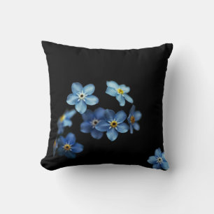 Coussin bleu et noir Floral noir