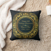 Coussin Bleu et Or 50e Anniversaire de Mariage Classique (Couverture)