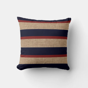 Coussin Bleu et rayures rouges de la marine