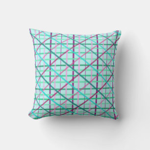 Coussin Bleu et Rose À damiers Motif