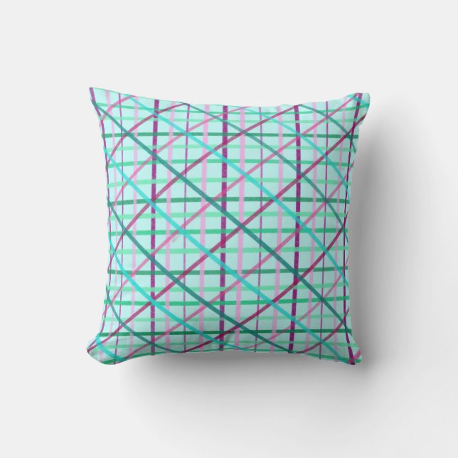 Coussin Bleu et Rose À damiers Motif (Recto)