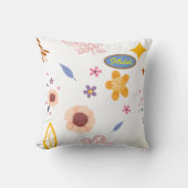 Coussin Bleu et rose minimaliste cadre Feuille (Recto)