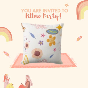 Coussin Bleu et rose minimaliste cadre Feuille